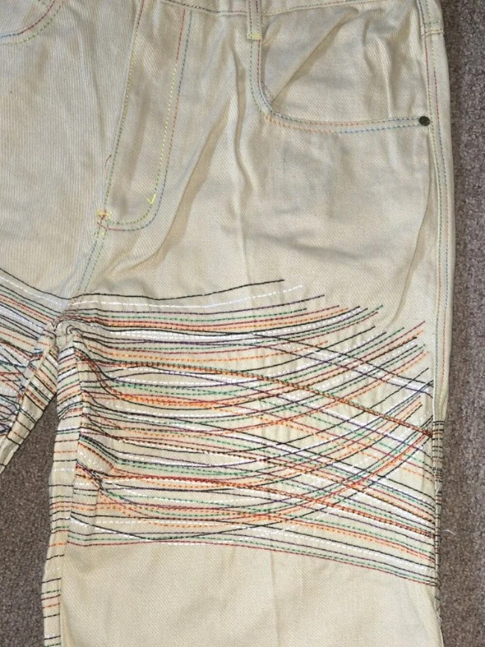 Vintage OX Jackpot Beige Denim Size 40 Shorts Grunge Skater Y2K Street Urban NEW